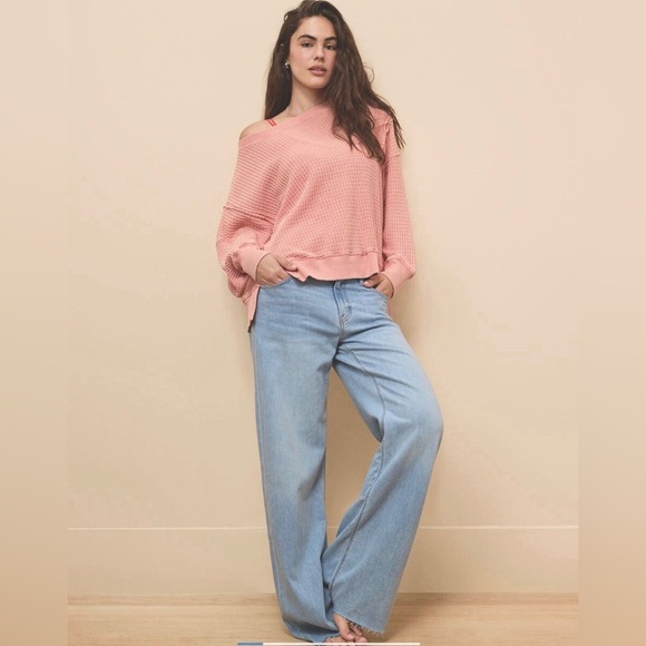 American Eagle Outfitters Pink Waffle Knit Sweatshirt, New with Tags - Picture 7 of 16